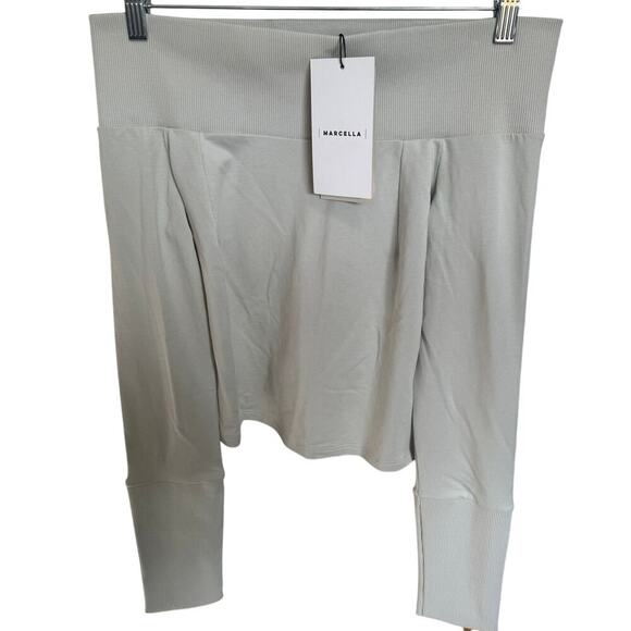 NWT Marcella Tilly Off The Shoulder Top Long Sleeves Boat Neck Cream Size Large - Picture 6 of 13